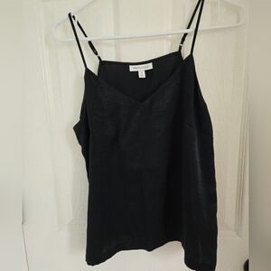 Prologue Satin Black Camisole, Minimalist, Versatile, Neutral, Sz. S, V Neck
